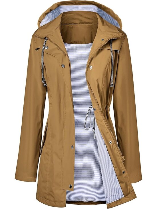 Jackets & Blazers - 〽️Women's Long Brown Raincoat Waterproof Hooded Lightweight Windbreaker Coat